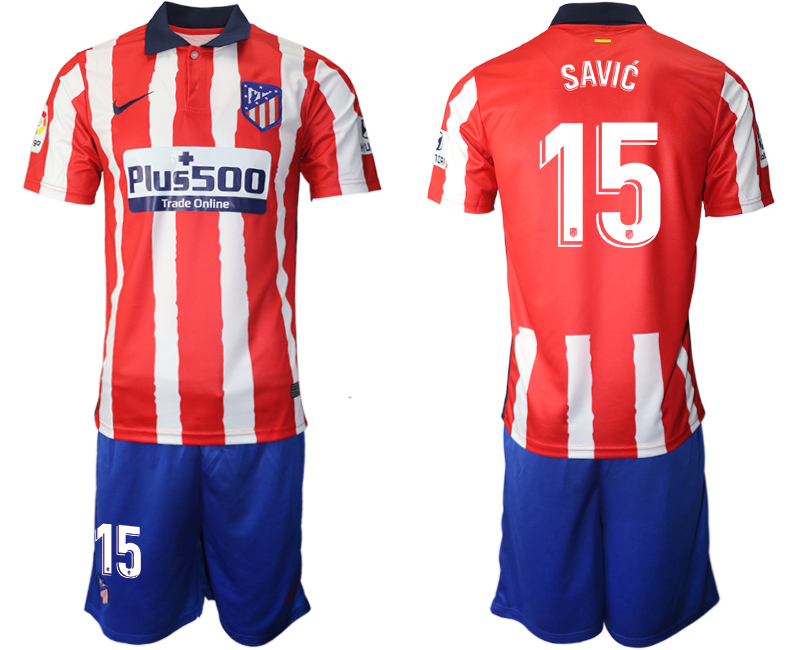 Men 2020-2021 club Atletico Madrid home #15 red Soccer Jerseys